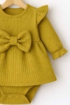 Бебешка боди рокля, зелен цвят 