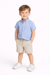 Детска риза момче къс ръкав, в син  цвят