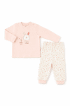 Бебешка пижама за момиче с дълъг ръкав, розов цвят 