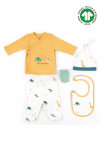 Бебешки комплект органичен памук за изписване 5части, жълт цвят