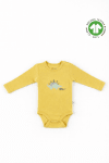 Бебешко боди органичен памук с дълъг ръкав, жълт цвят   