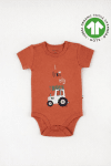 Бебешко боди органичен памук за момче къс ръкав, оранжев цвят