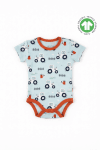 Бебешко боди органичен памук за момче с къс ръкав, син цвят   
