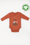 Бебешко боди органичен памук за момче с дълъг ръкав, оранжев цвят  