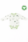 Бебешко боди органичен памук с дълъг ръкав, светло зелен цвят 