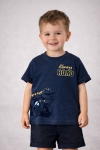 Детска тениска за момче, тъмно син цвят