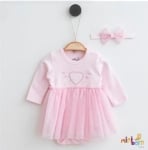 Боди рокля дълъг ръкав с лента