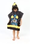 Детско пончо за плаж момче Батман, черен цвят