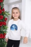 Детска блуза момиче с дълъг ръкав Коледа,бял цвят