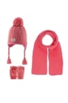 Детски комплект шапка, шал и ръкавици момиче, розов цвят
