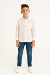 Детскa риза за момче с дълъг ръкав, бял цвят