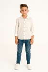 Детскa риза за момче с дълъг ръкав, бял цвят