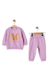 Детски комплект за момиче с дълъг ръкав, лилав цвят