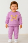 Детски комплект за момиче с дълъг ръкав, лилав цвят