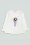 Детска блуза за момиче, цвят екрю