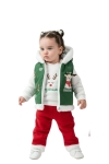 Детски комплект с дълъг ръкав 3 части Коледа, зелен цвят