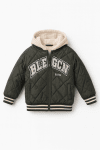 Детско яке за момче с каракул и качулка, зелен цвят