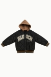 Детско яке за момче с каракул и качулка, черен цвят