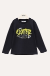 Детска блуза за момче с дълъг ръкав, черен цвят