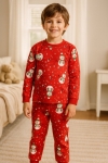 Детска пижама с дълъг ръкав Коледа, червен цвят
