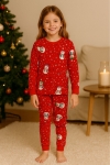 Детска пижама с дълъг ръкав Коледа, червен цвят