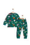 Детска пижама с дълъг ръкав Коледа, зелен цвят
