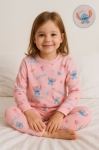 Детска пижама за момиче с дълъг ръкав, розов цвят   
