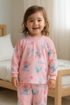 Детска пижама за момиче с дълъг ръкав, розов цвят   