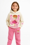 Детски комплект вата за момиче с дълъг ръкав, розов цвят