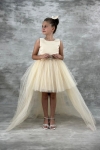 Детска официална рокля, бежов цвят