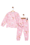 Детска пижама за момиче с дълъг ръкав, розов цвят