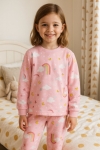 Детска пижама за момиче с дълъг ръкав, розов цвят