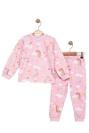 Детска пижама за момиче с дълъг ръкав, розов цвят