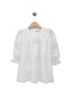 Детска рокла с дълъг ръкав, бял цвят