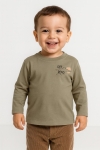 Детска блуза за момче с дълъг ръкав, тъмно зелен цвят