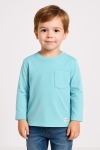 Детска блуза за момче с дълъг ръкав, син цвят