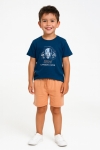 Детски комплект за момче с къс ръкав, тъмно син цвят 