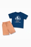 Детски комплект за момче с къс ръкав, тъмно син цвят 
