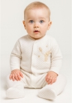 Бебешки гащеризон с дълъг ръкав, цвят екрю