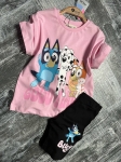 Детски комплект за момиче с къс ръкав Bluey, розов цвят