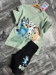 Детски комплект за момиче с къс ръкав Bluey, зелен цвят