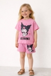 Детски комплект за момиче с къс ръкав, розов цвят