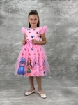Детска рокля къс ръкав Stitch, розов цвят