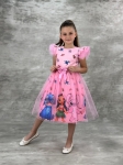 Детска рокля къс ръкав Stitch, розов цвят