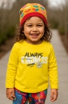 Детска блуза за момиче с дълъг ръкав, жълт цвят 