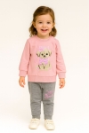 Детски комплект за момиче с дълъг ръкав, розов цвят