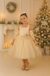 Детска официална рокля, бежов цвят