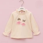 Детска блуза момиче дълъг ръкав, бежов цвят