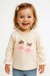 Детска блуза момиче дълъг ръкав, бежов цвят