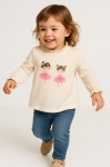 Детска блуза момиче дълъг ръкав, бежов цвят